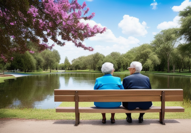 Elderly couple enjoying a scenic view of a park