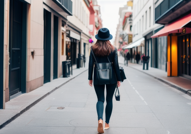 Mulher explorando a cidade com roupas confortáveis