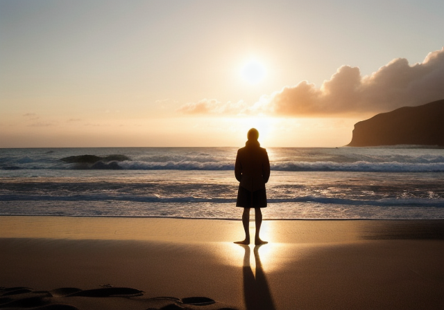 Traveling alone on a beautiful beach