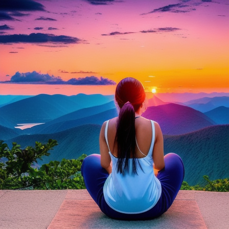 Woman enjoying a sunset view