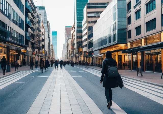 Solo traveler walking through a busy street