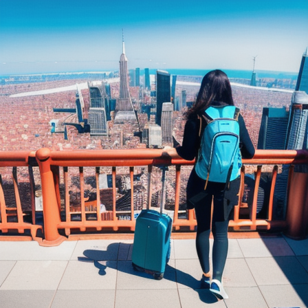 Young traveler exploring a cityscape