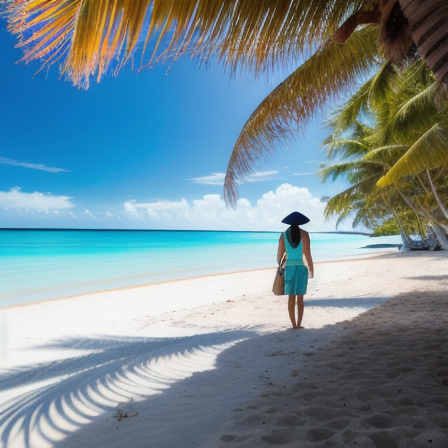 Lone traveler on a pristine beach