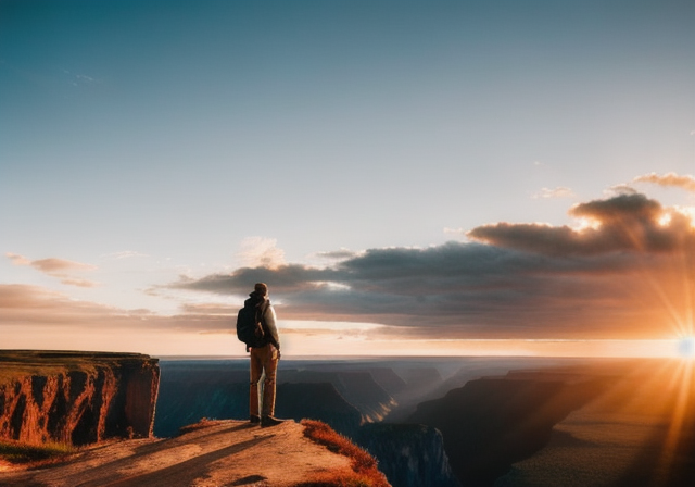 Solo traveler on a cliff overlooking a breathtaking landscape