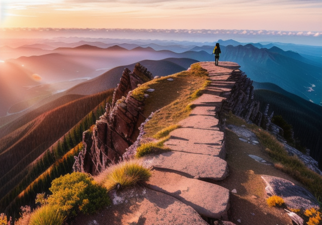 Person standing alone on a mountain peak