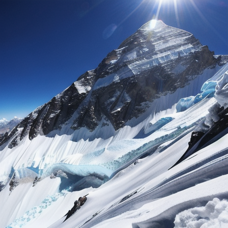 Climber reaching the summit of Mount Everest