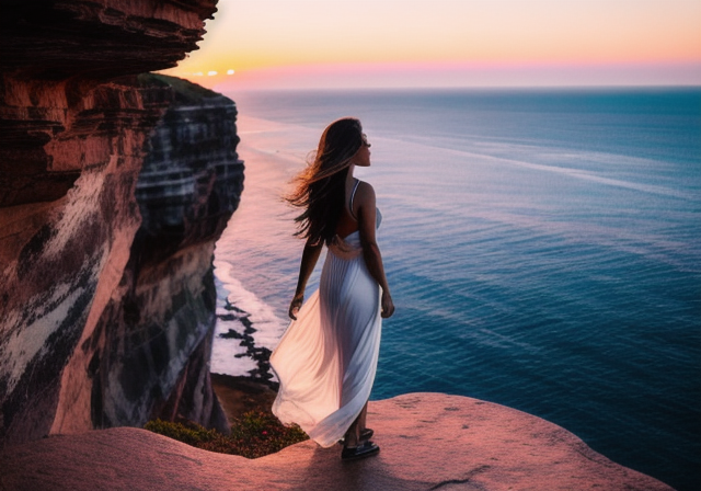 Solo female traveler embracing the beauty of the sunset