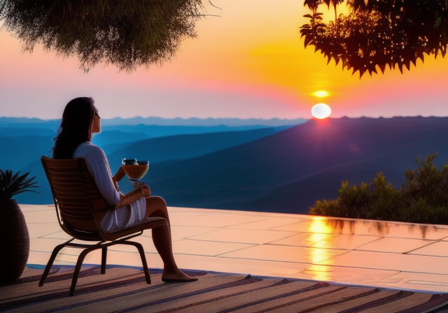 A traveler enjoying a beautiful sunset