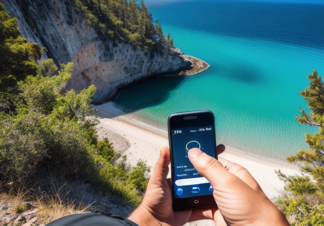 A person using a smartphone to communicate during a solo trip