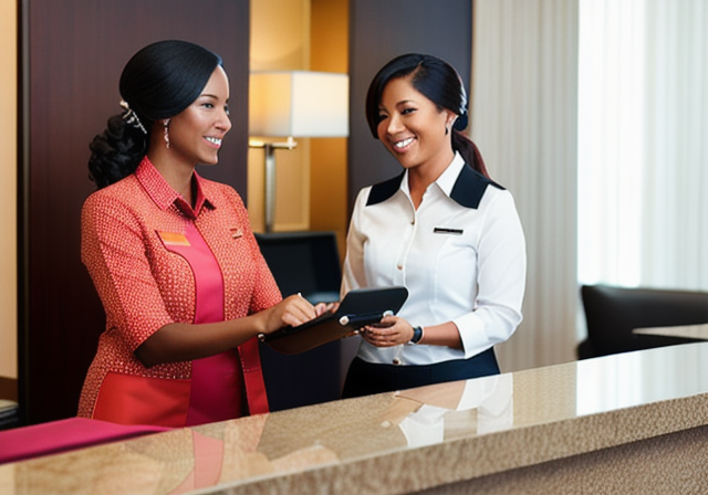 Receptionist at a hotel front desk