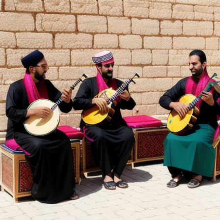 Jordanian musicians playing traditional instruments